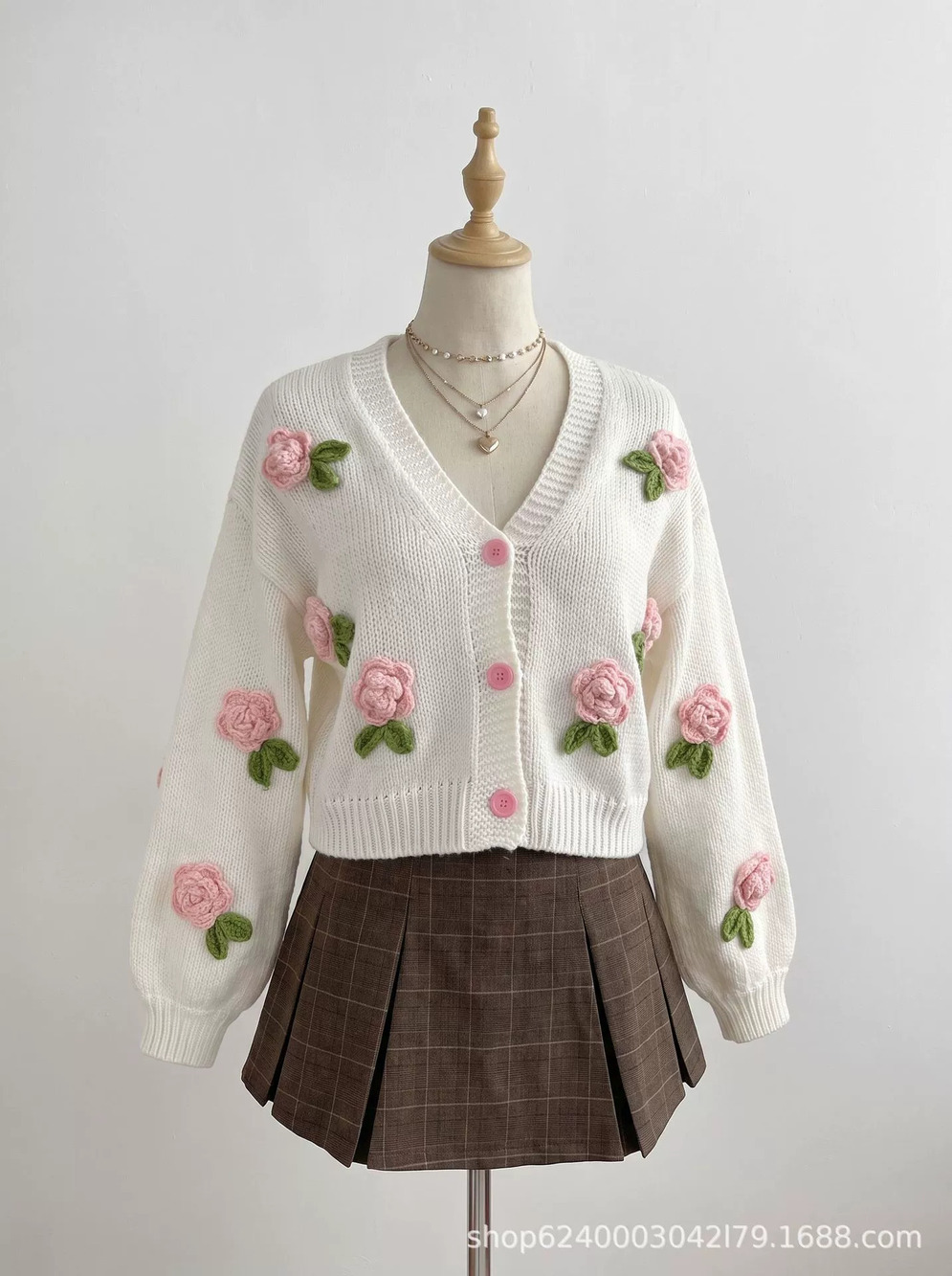 ZARA Women Casual Versatile 3D Crochet Flower Cardigan Fall OEM Production
